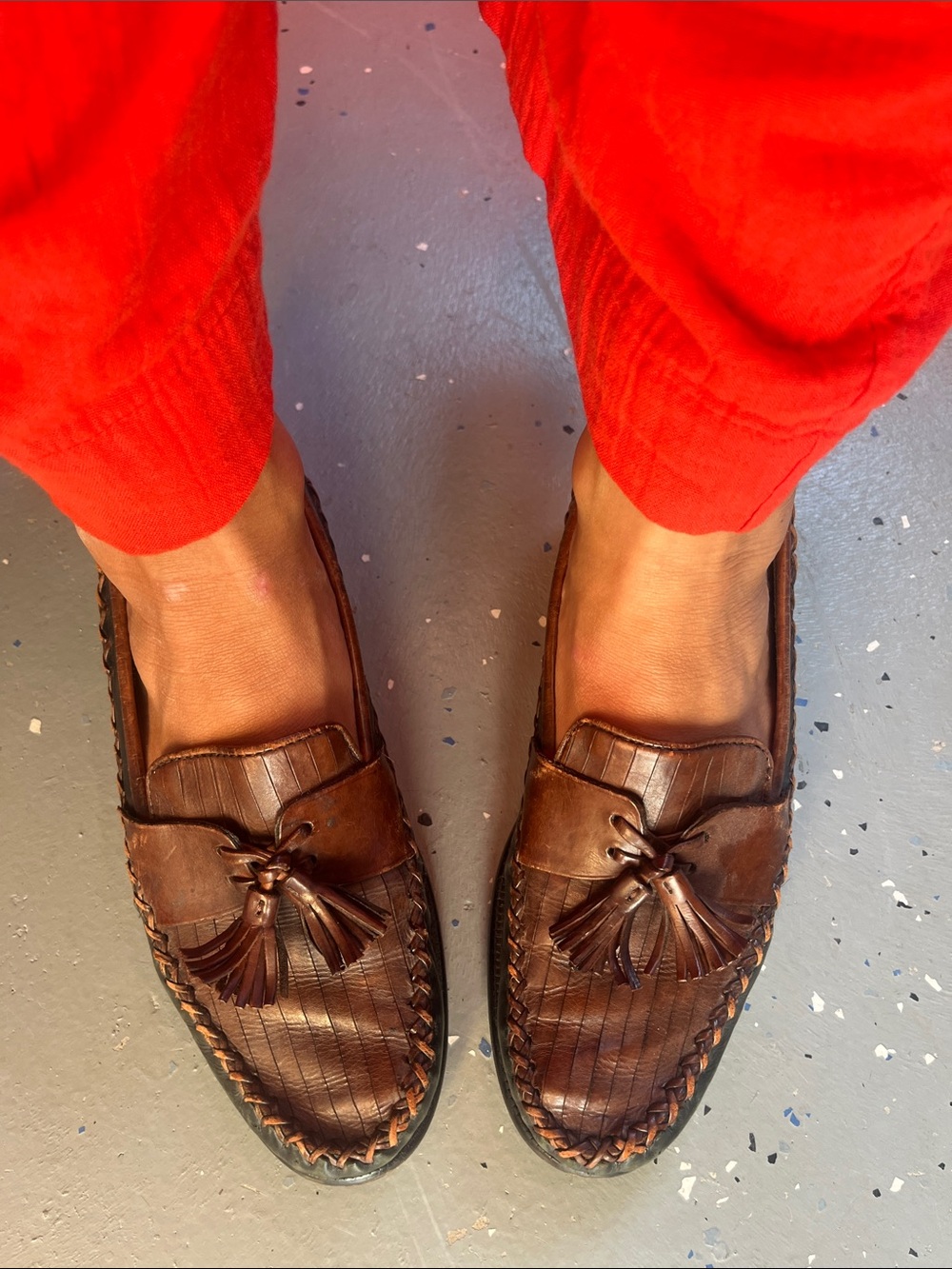 Cole Haan Women’s 7.5 Vintage Brown Leather Tassel Loafers